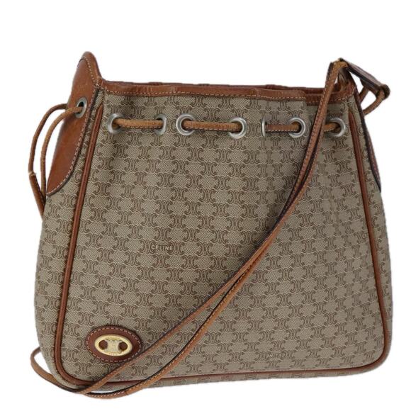 CELINE Macadam Canvas Shoulder Bag Pvc Beige Silver - Picture 1 of 16